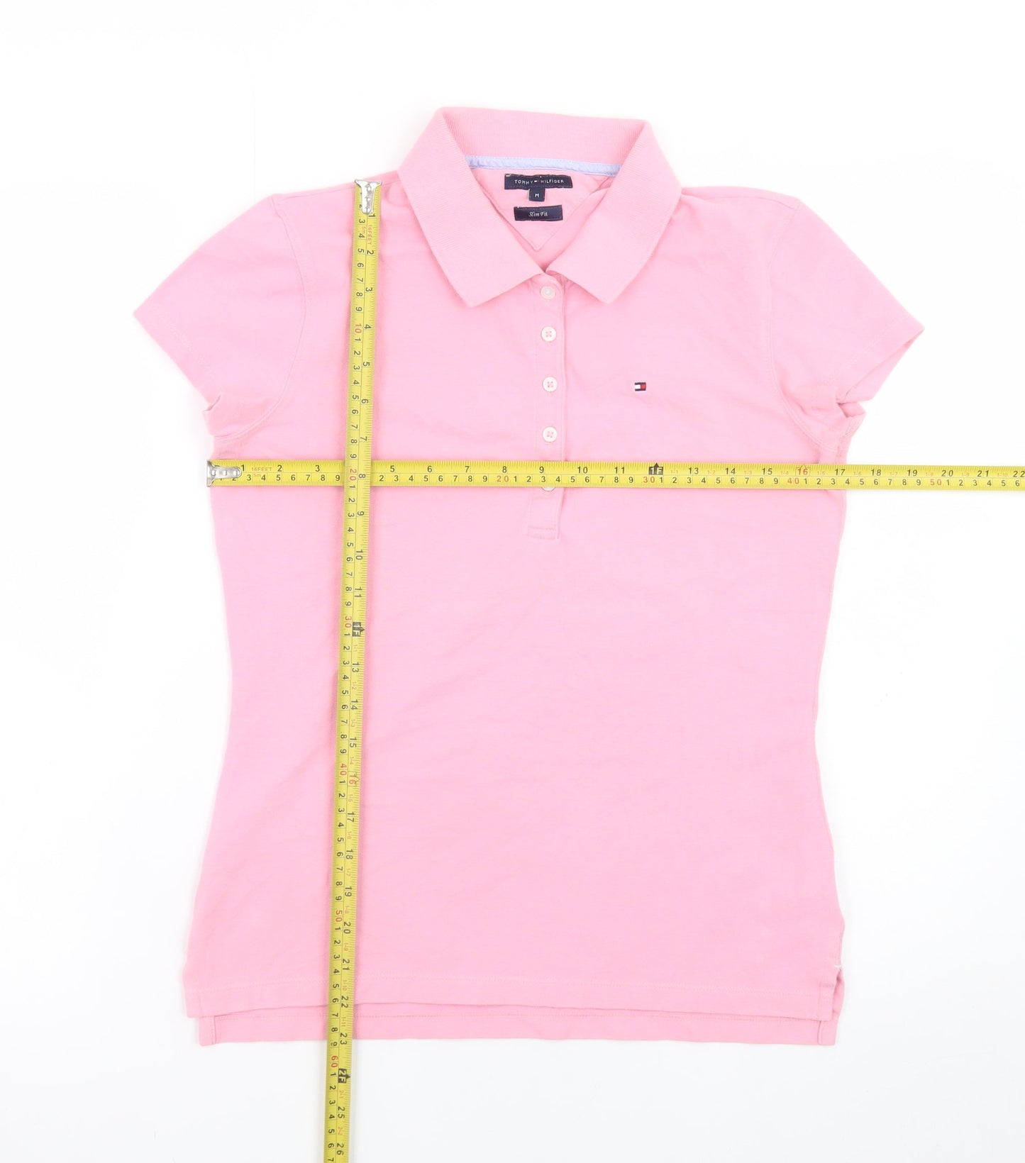 Tommy Hilfiger Women's Pink Slim Fit Polo Shirt Medium