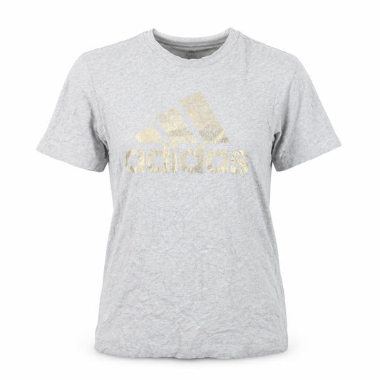 Front view of Adidas women’s grey xs basic leeds united t-shirt