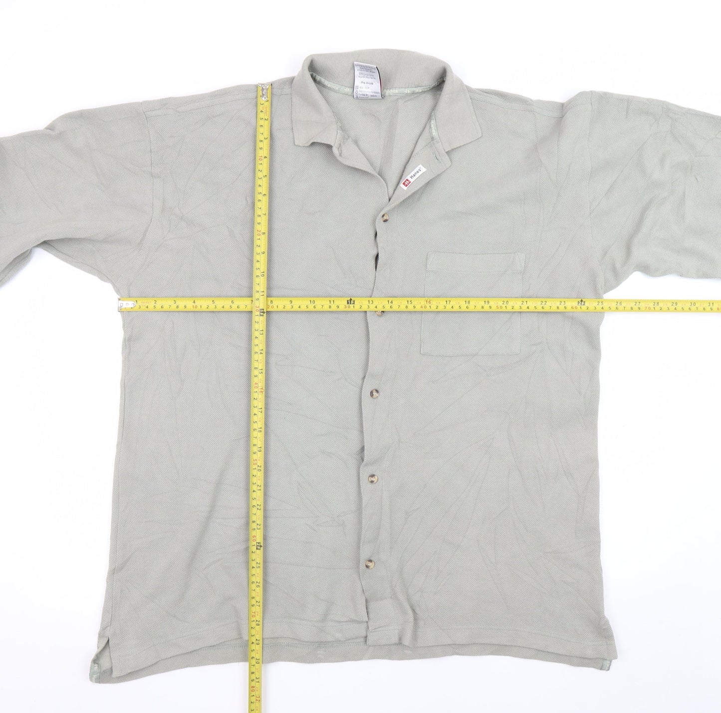 Hanes Men’s Grey XL Cotton Collared Button Basic Jacket