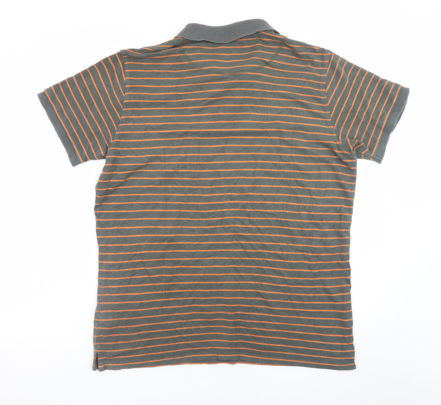 BAM Men's Grey Striped Bamboo Polo Shirt XL Regular Fit
