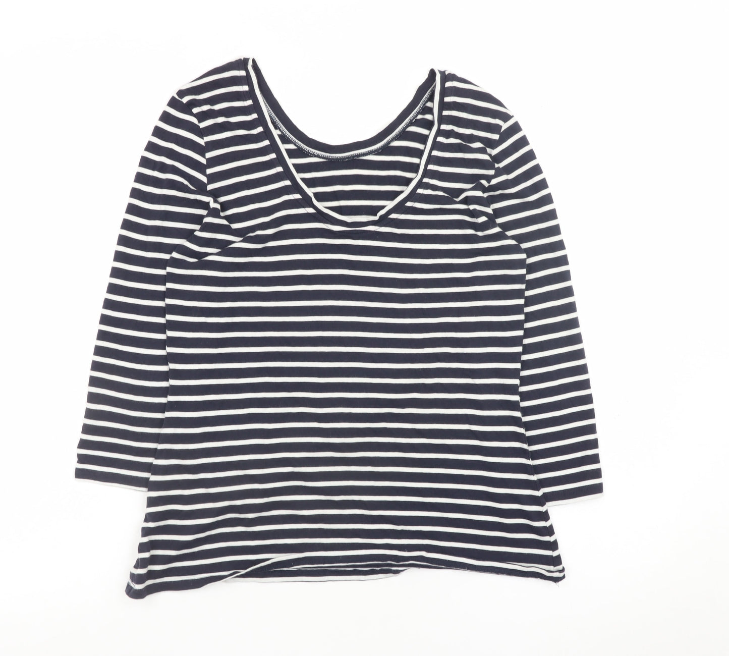 Boden Women Blue White Striped 3/4 Sleeve Cotton Jersey Top UK12