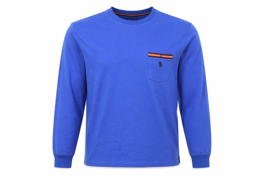 Luke Men's Blue Long Sleeve Crew Neck Cotton Blend T-Shirt Size L