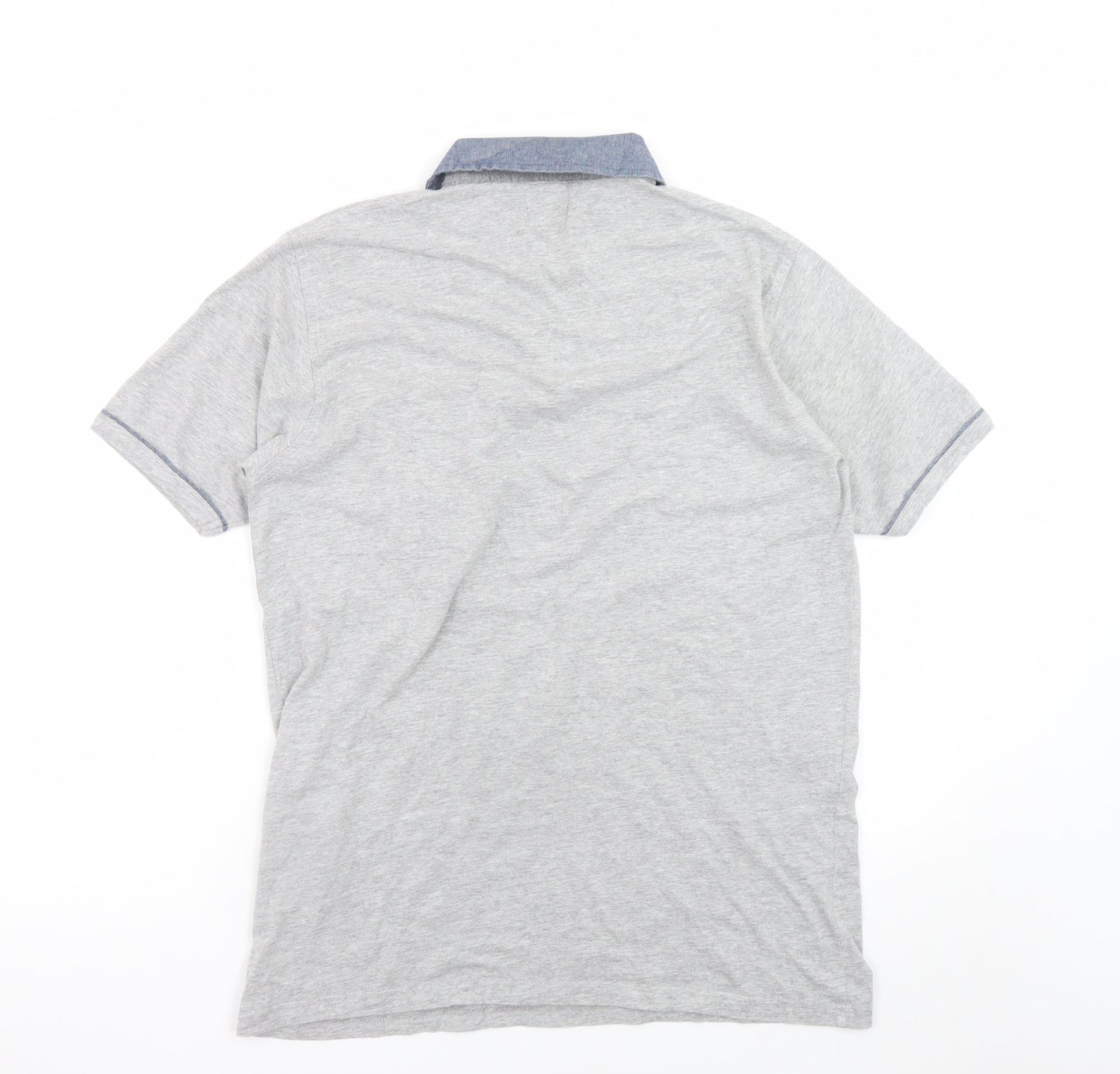 James Pringle Men's Grey Cotton Polo Shirt Size M Short Sleeve