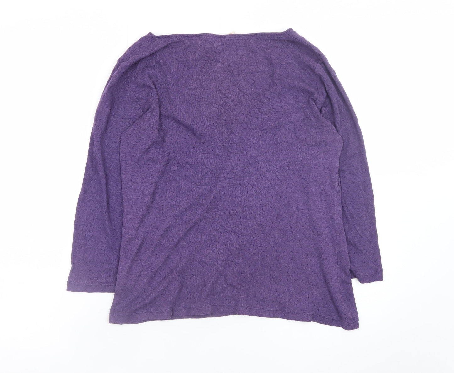 Monsoon Women's Purple 3/4 Sleeve Scoop Neck Cotton T-Shirt M
