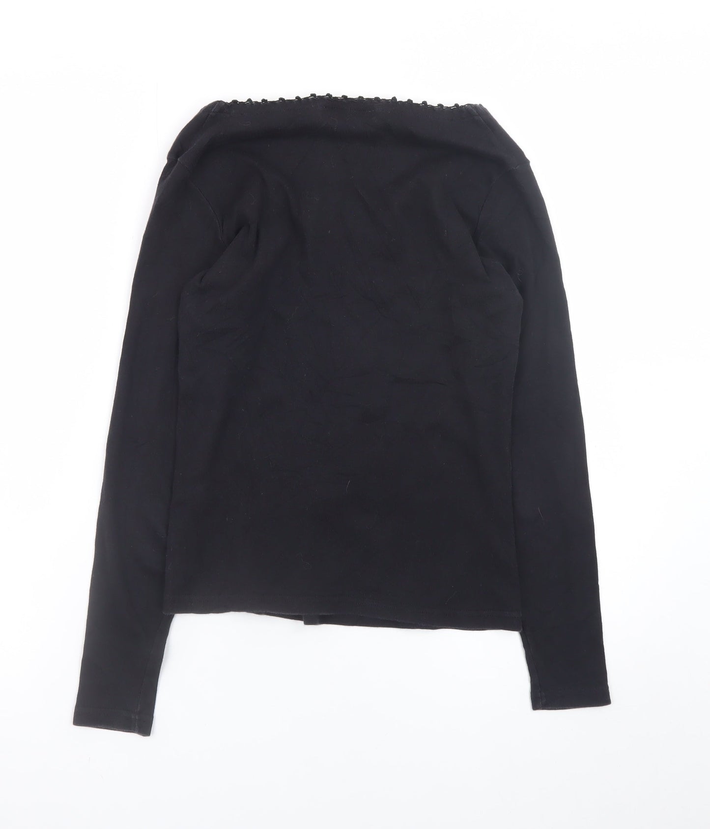Monsoon Women Black Long Sleeve Cotton Jersey Top Size 12