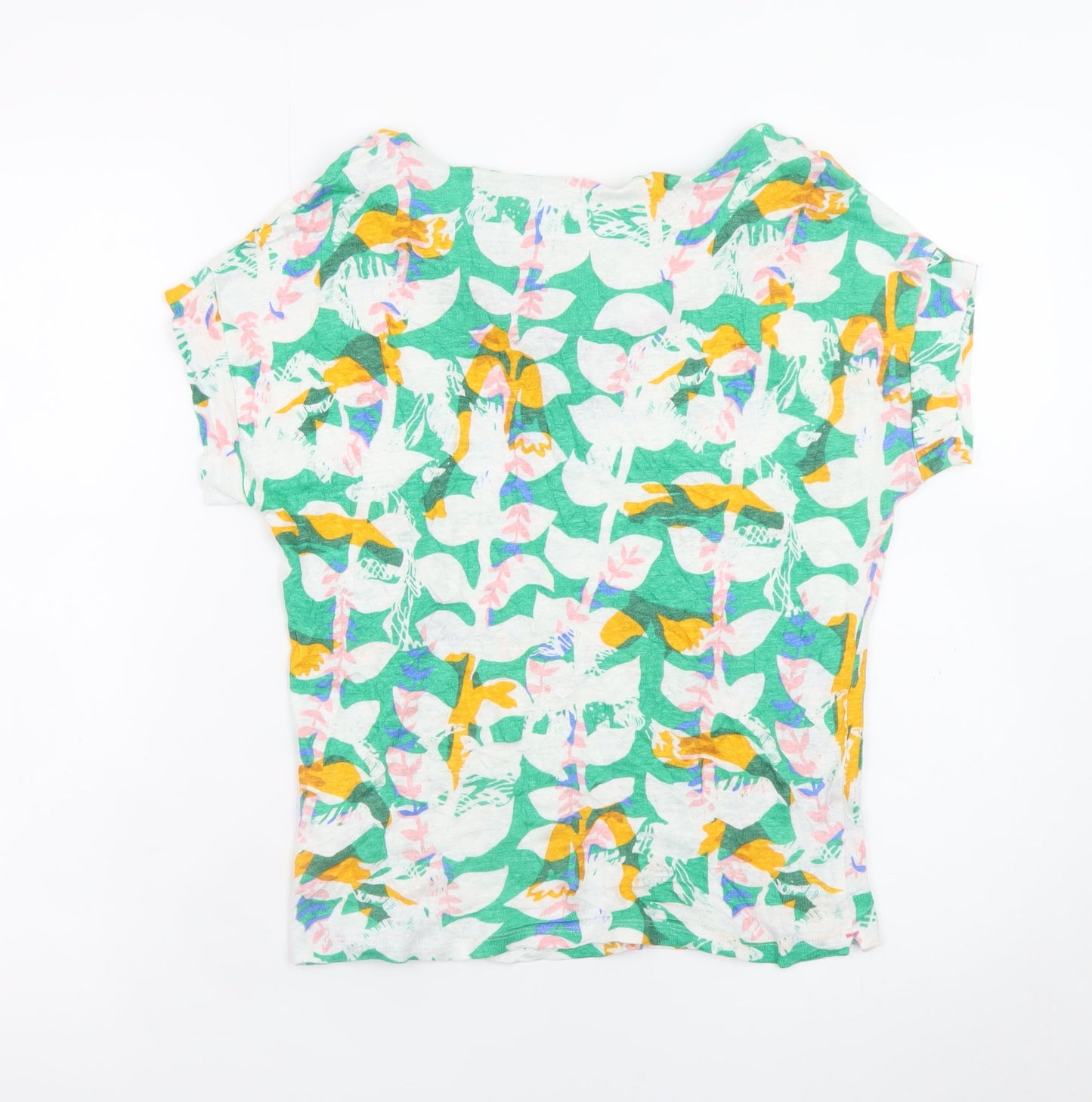 White Stuff Womens Multicoloured Floral T-Shirt Size 8 Linen Cotton