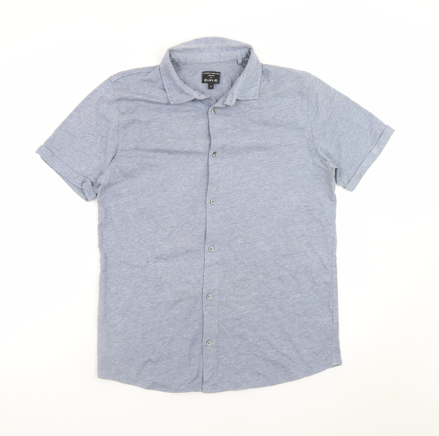 Easy Men's Blue Short Sleeve Button-Up Casual Shirt M