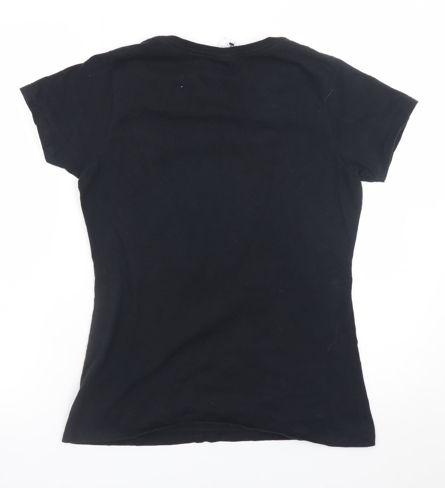 Port & Company Womens Black Owlbear V-Neck Cotton T-Shirt S