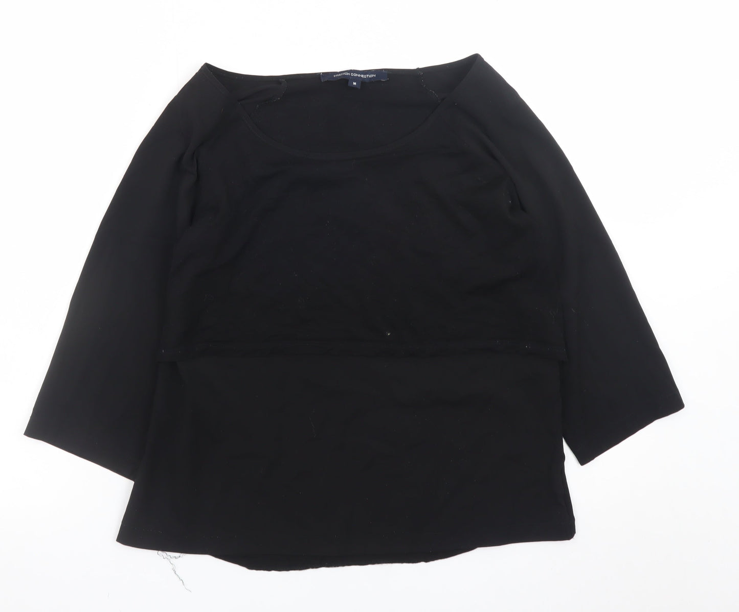 French Connection Women's Black 3/4 Sleeve Basic Blouse M
