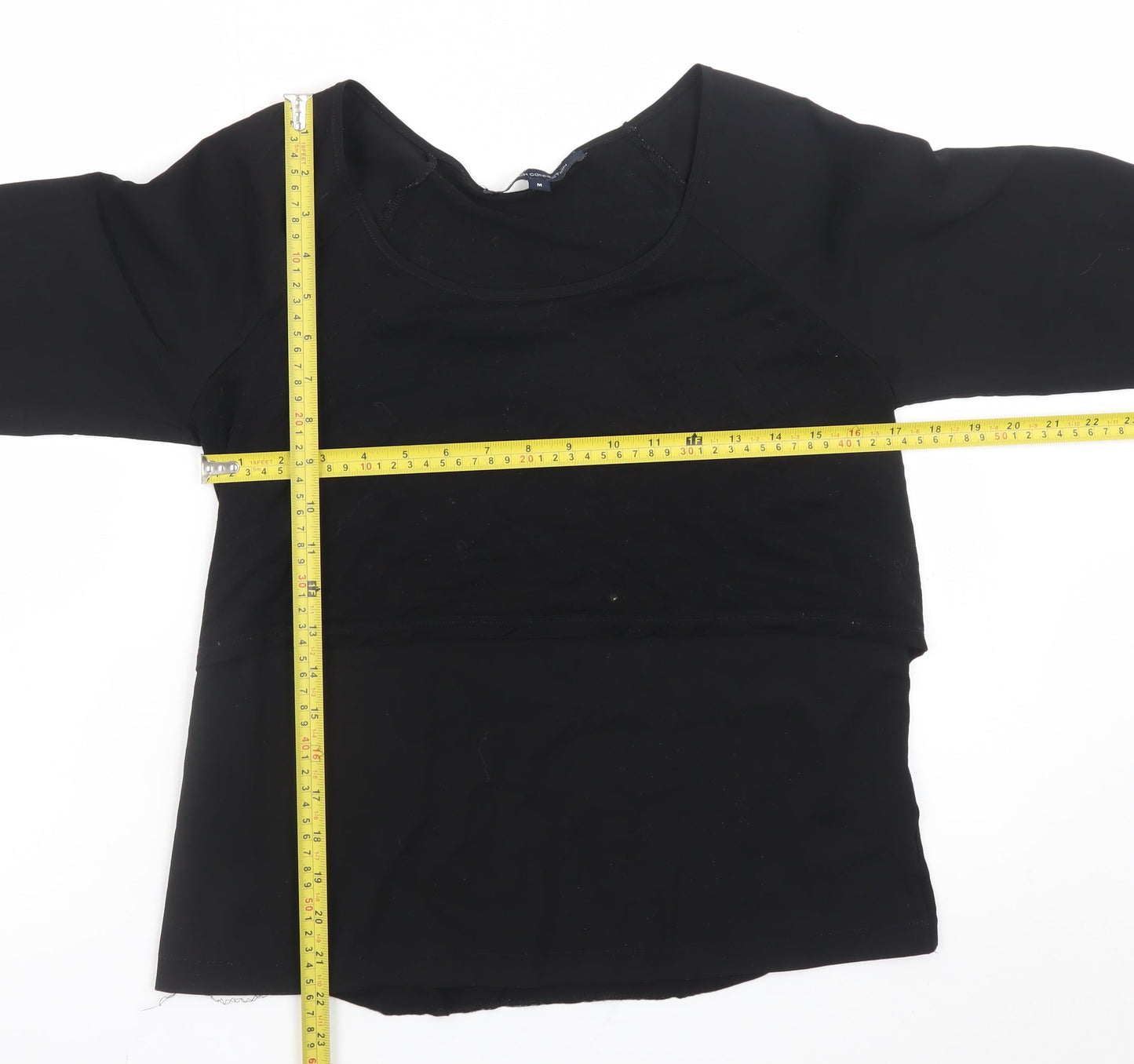 French Connection Women's Black 3/4 Sleeve Basic Blouse M