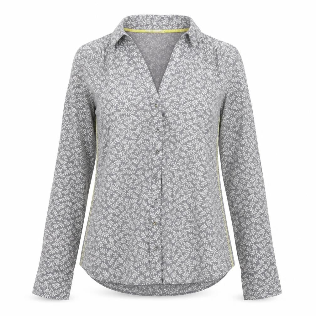 White Stuff Womens Grey Floral Cotton Button-Up Shirt UK 8