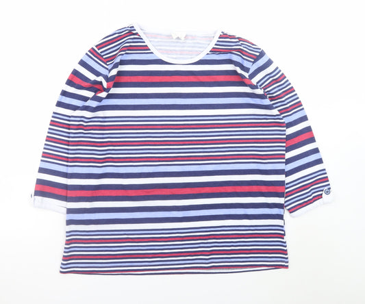 Anne de Langy Women's Multicoloured Striped 3/4 Sleeve Cotton T-Shirt Size 18/20