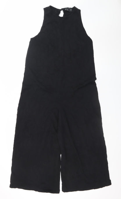 Additional front view of ASOS DESIGN women’s black, size UK 8, sleeveless midi shift dress