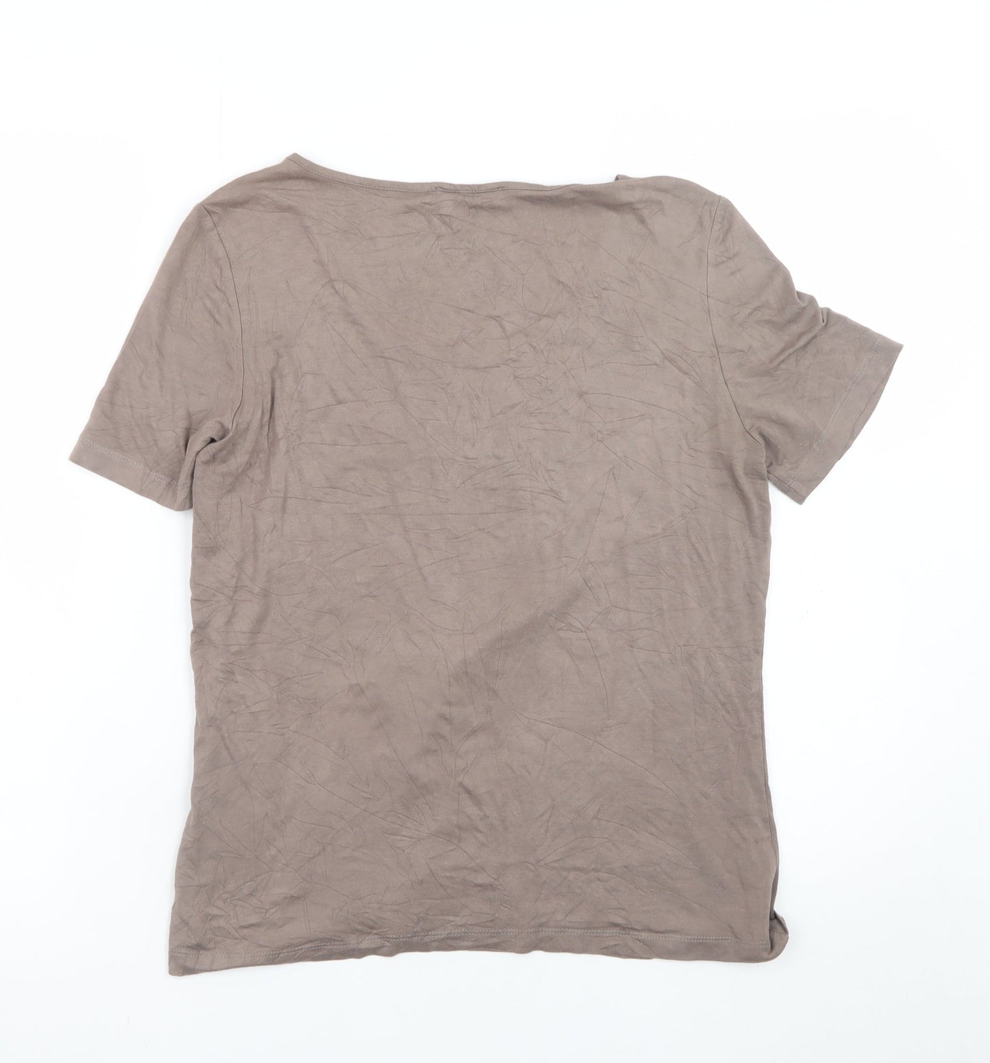 Uta Raasch Women’s Brown Sequin Short Sleeve Viscose T-Shirt Size 14