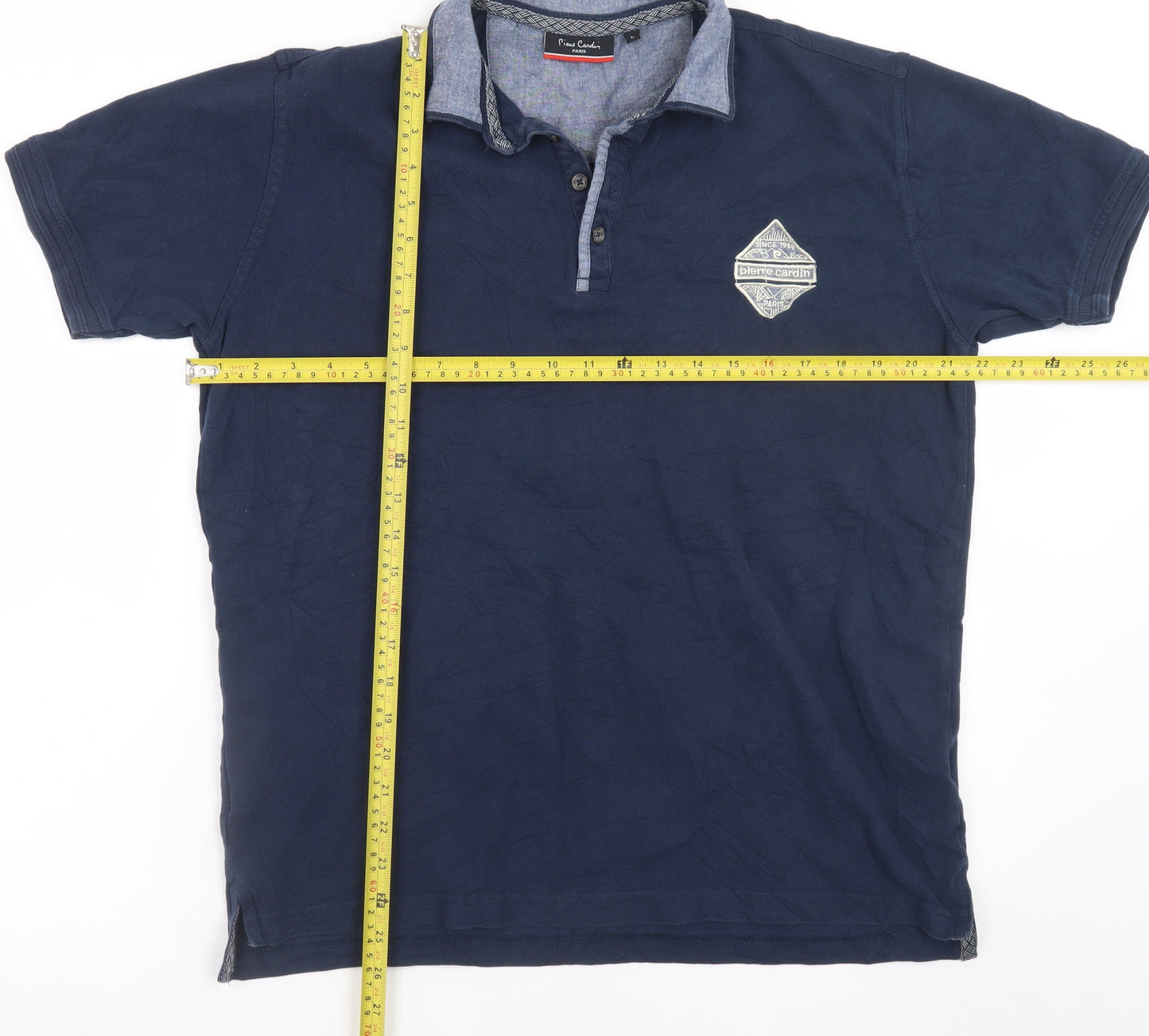Pierre Cardin Men's Blue Cotton Short Sleeve Polo Shirt Size L
