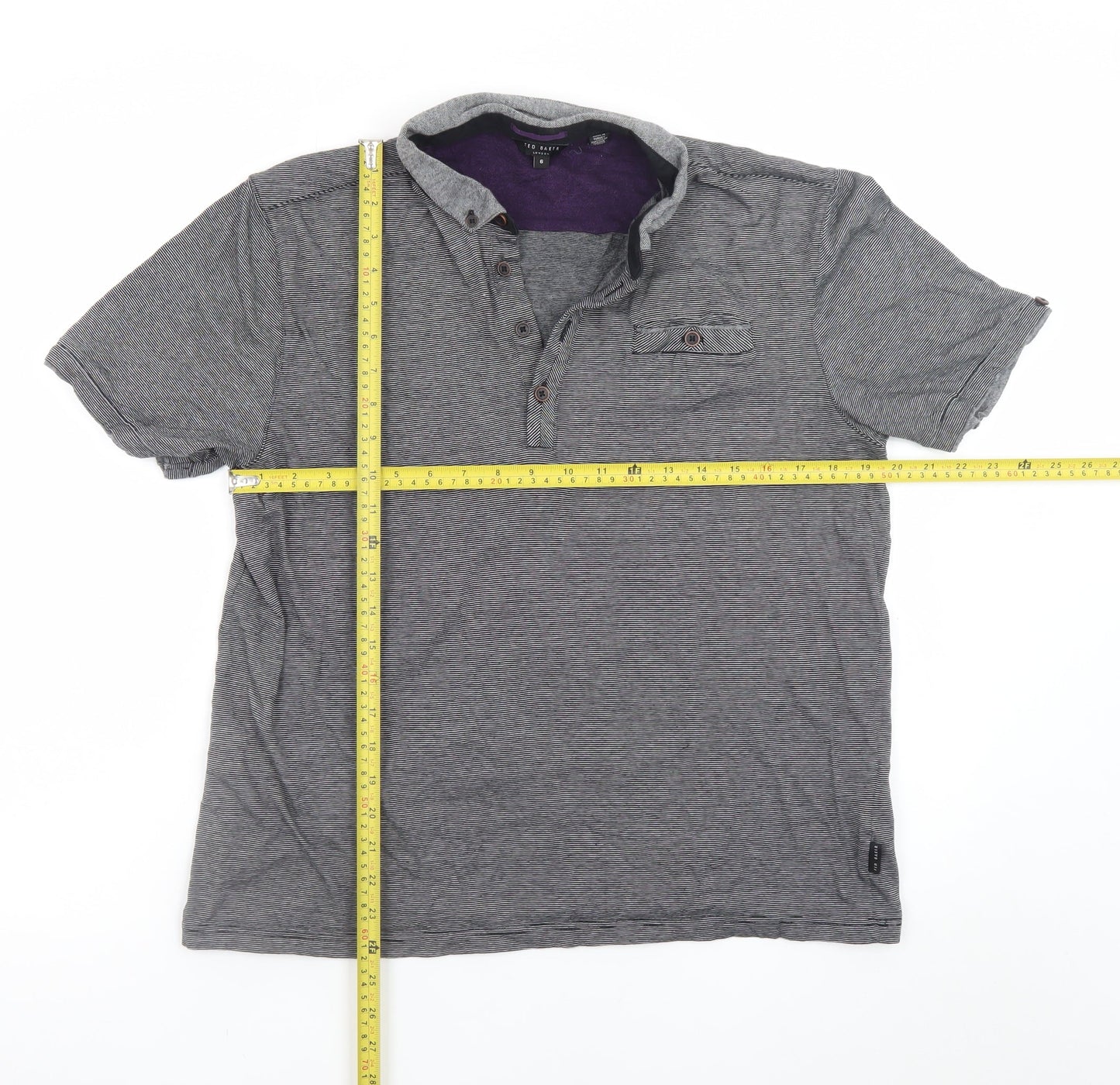 Ted Baker London Men's Grey Short Sleeve Polo Shirt Size XL Classic Cotton