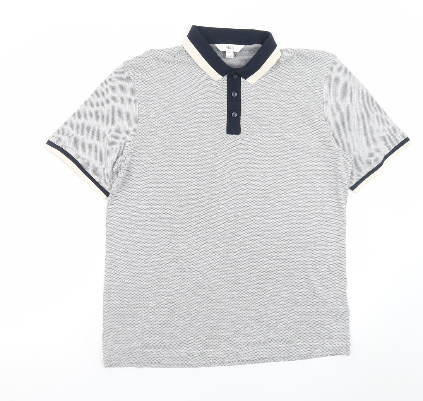 Marks and Spencer Men's Grey Polo Shirt Medium Regular Fit