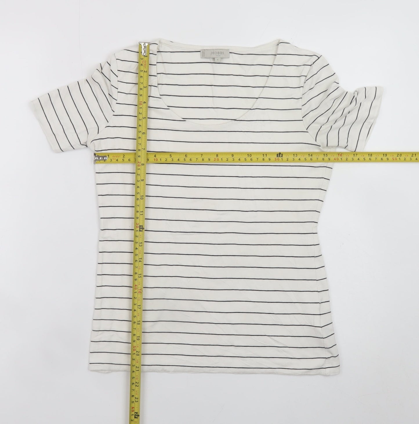 Hobbs Women’s White Striped Basic Jersey T-Shirt Size S