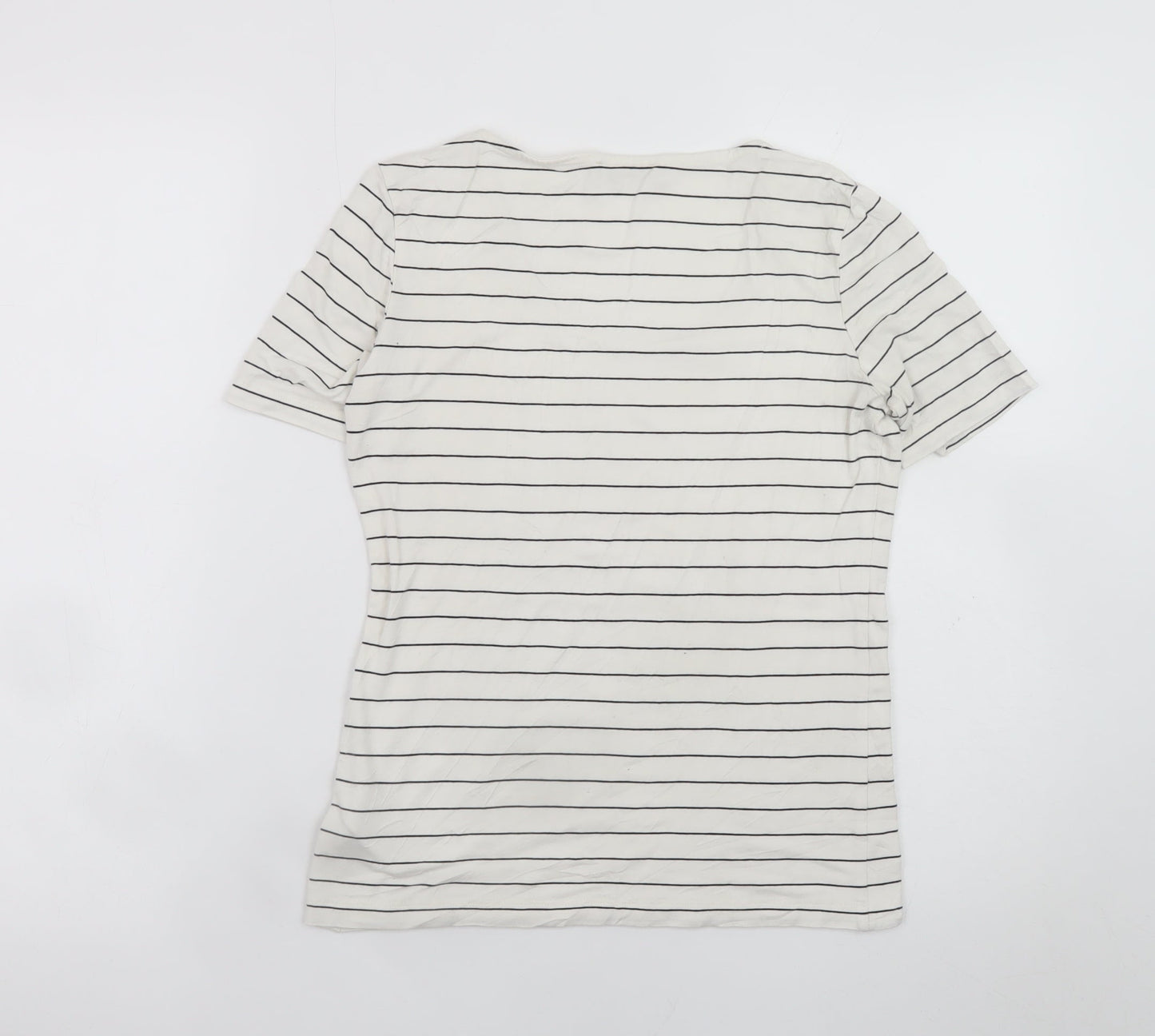 Hobbs Women’s White Striped Basic Jersey T-Shirt Size S