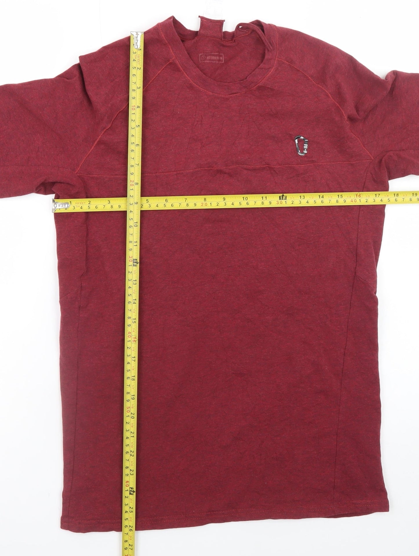 Decathlon Women Red Long Sleeve Cotton Crew Neck Basic T-Shirt S