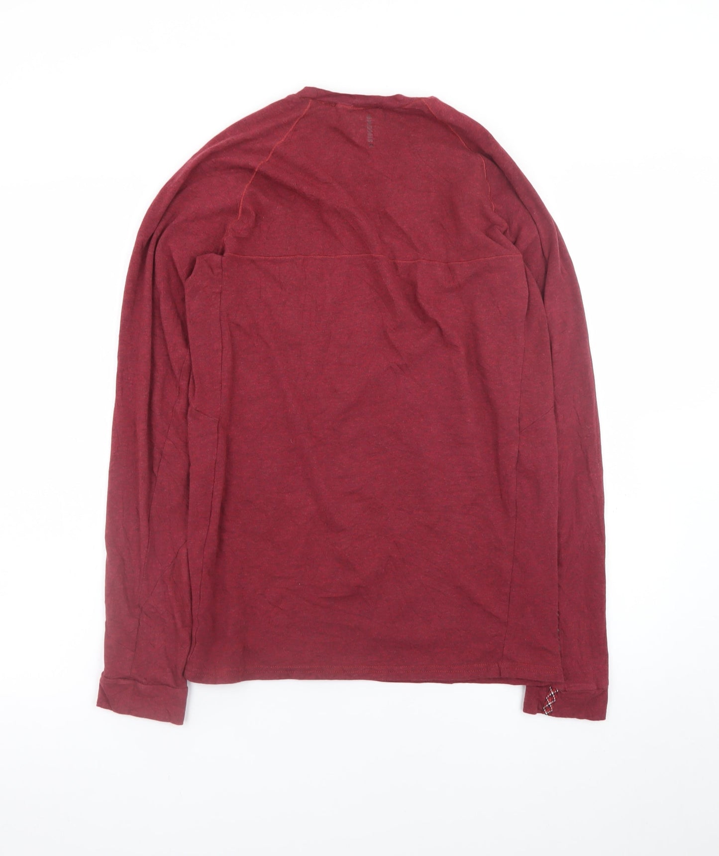 Decathlon Women Red Long Sleeve Cotton Crew Neck Basic T-Shirt S