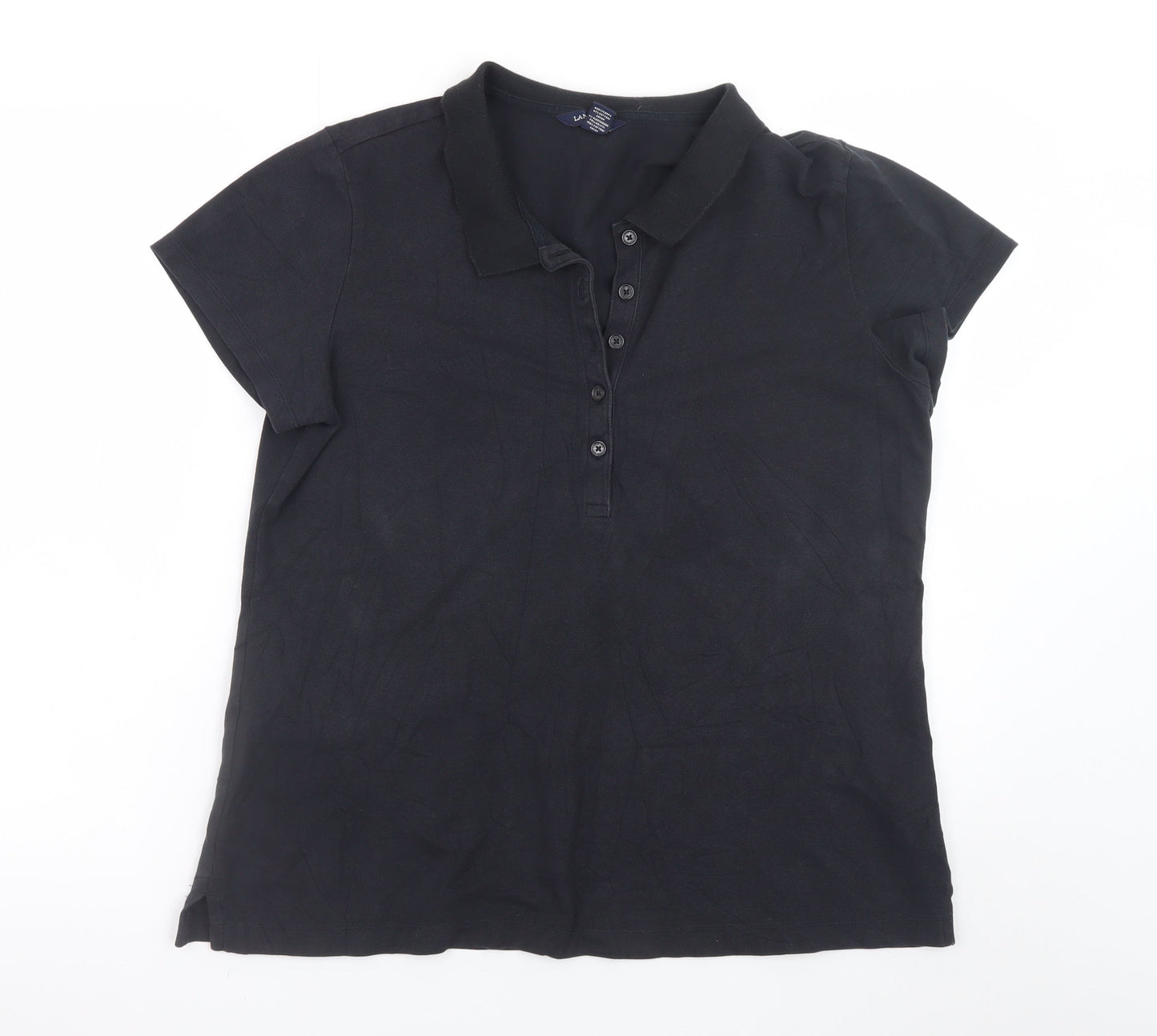 Lands' End Men's Black XL Short Sleeve Cotton Stretch Polo Shirt