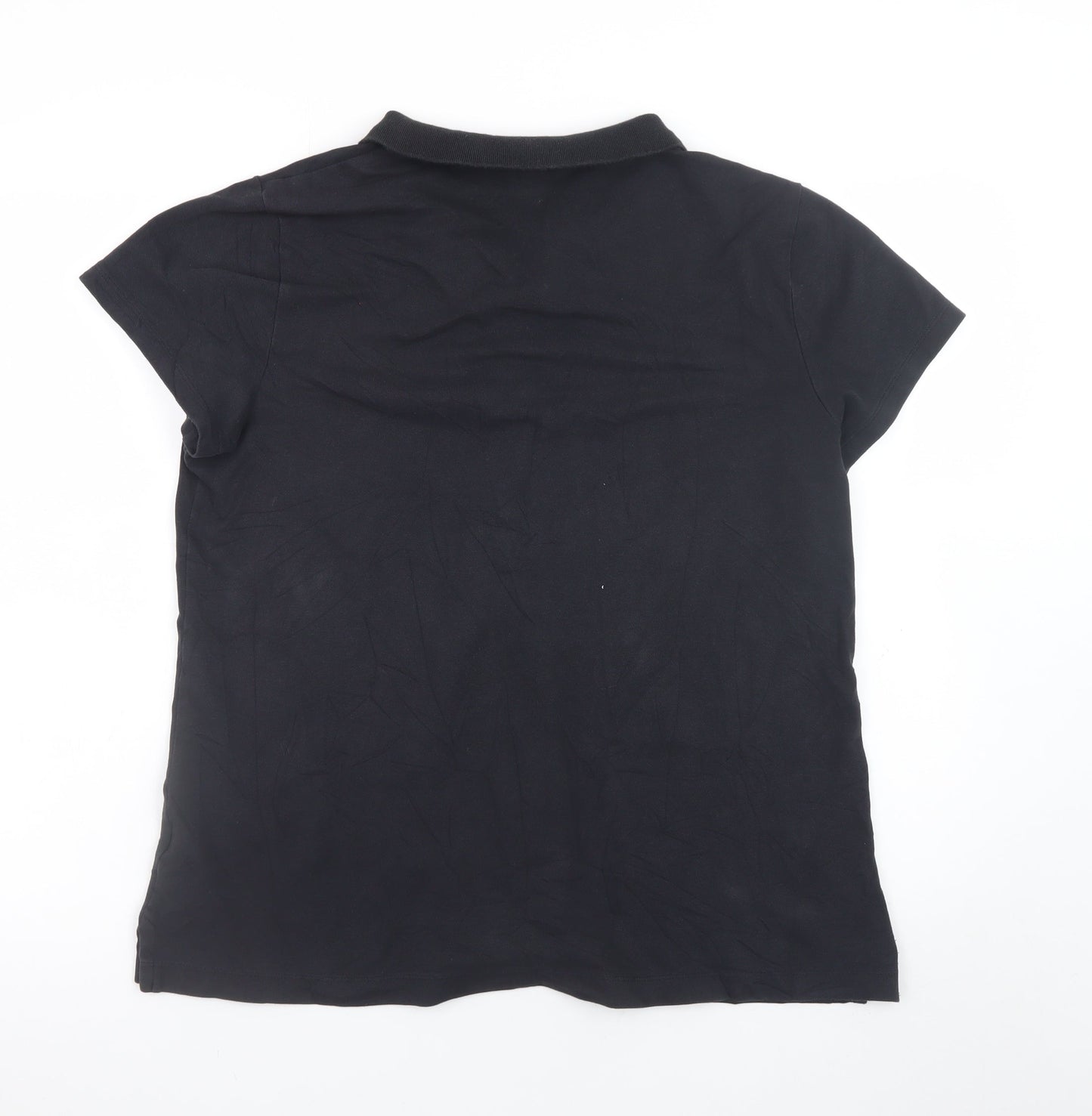 Lands' End Men's Black XL Short Sleeve Cotton Stretch Polo Shirt