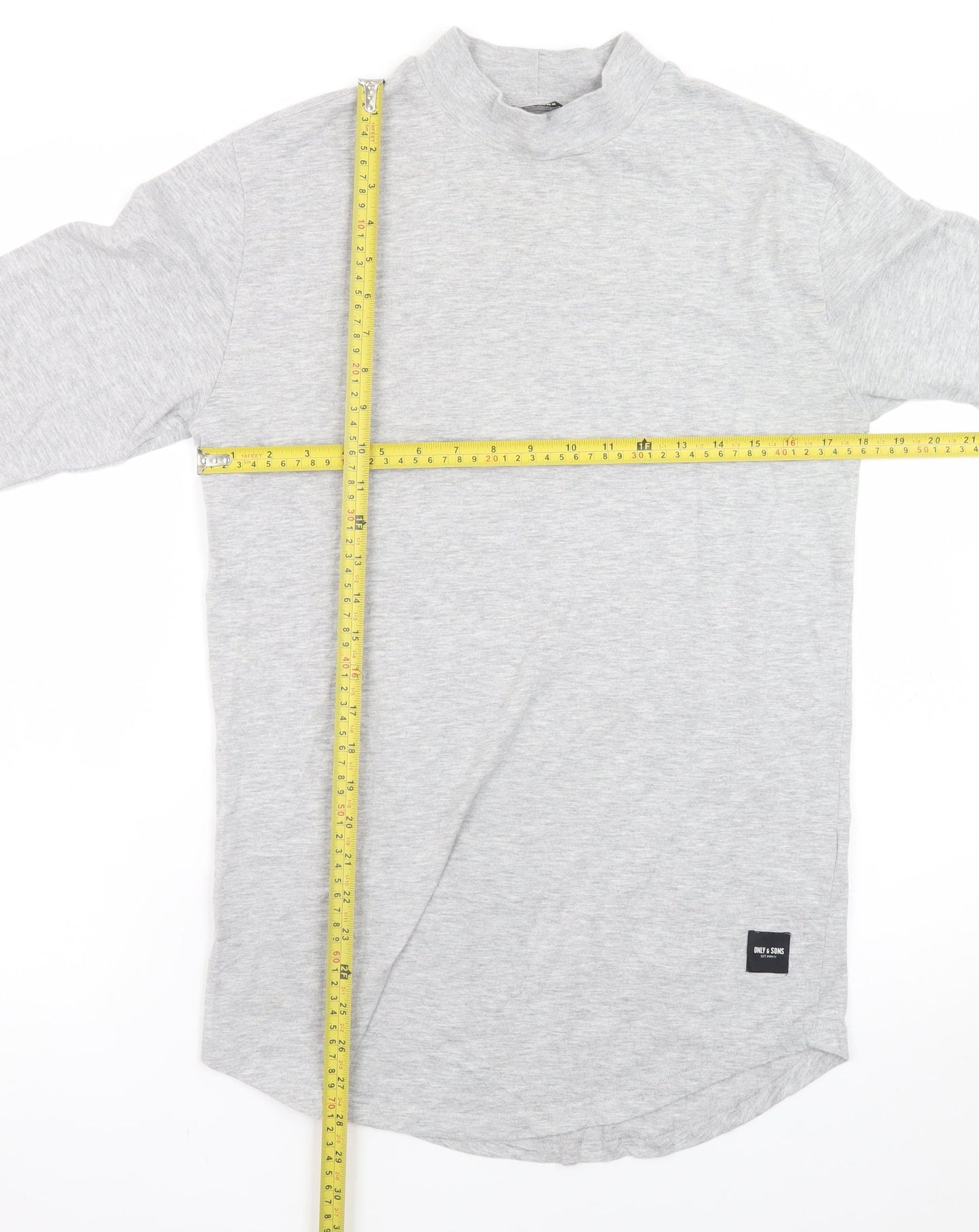 ONLY & SONS Grey Long Sleeve Mock Neck T-Shirt Unisex S