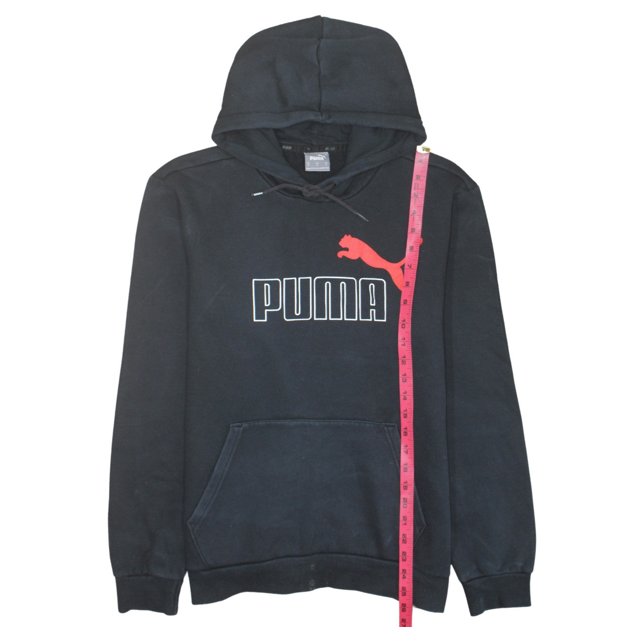 Puma Men's Black Pullover Hoodie M Sports Logo Fleece Sweatshirt