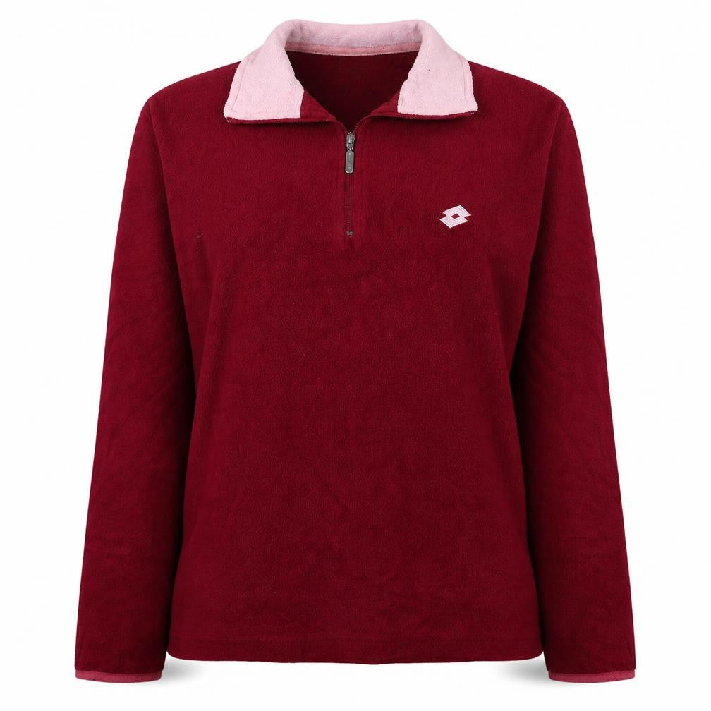 Lotto Womens Red Fleece 1/4 Zip Pullover Sweatshirt Size L