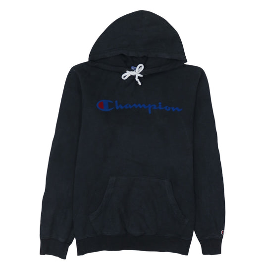 Champion Men's Black Pullover Hoodie Medium Logo Cotton Sweatshirt