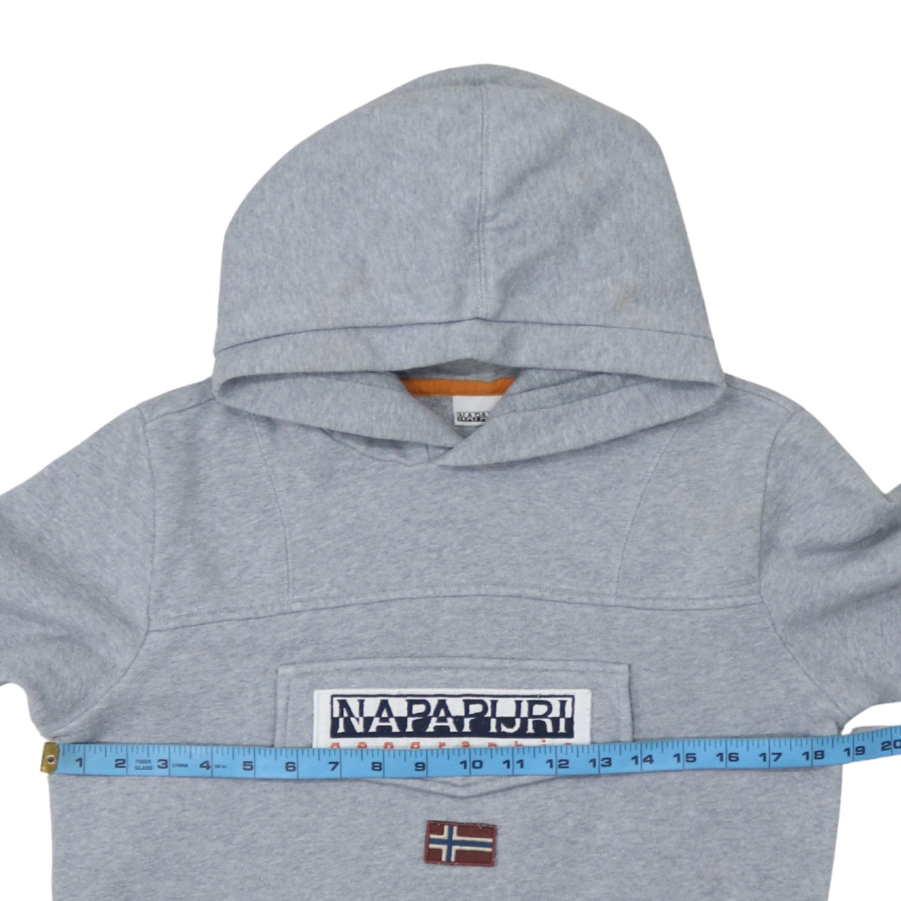 Napapijri Boys Grey Hooded Pullover Sweatshirt Size 14 Years Logo Design
