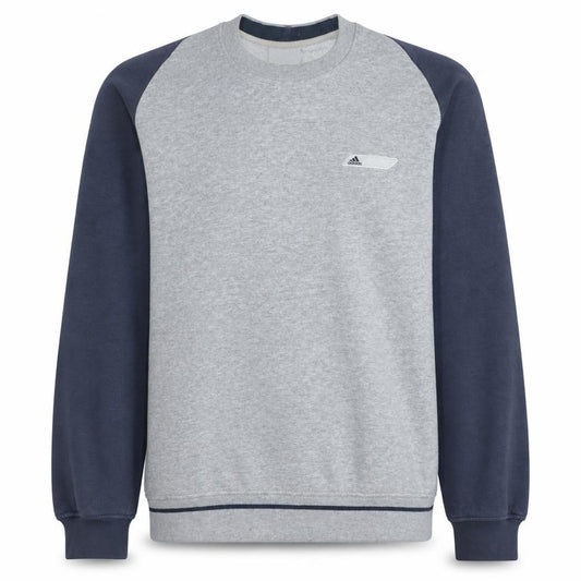 Adidas Men's Grey & Navy Crew Neck Sweatshirt Size M Classic Style