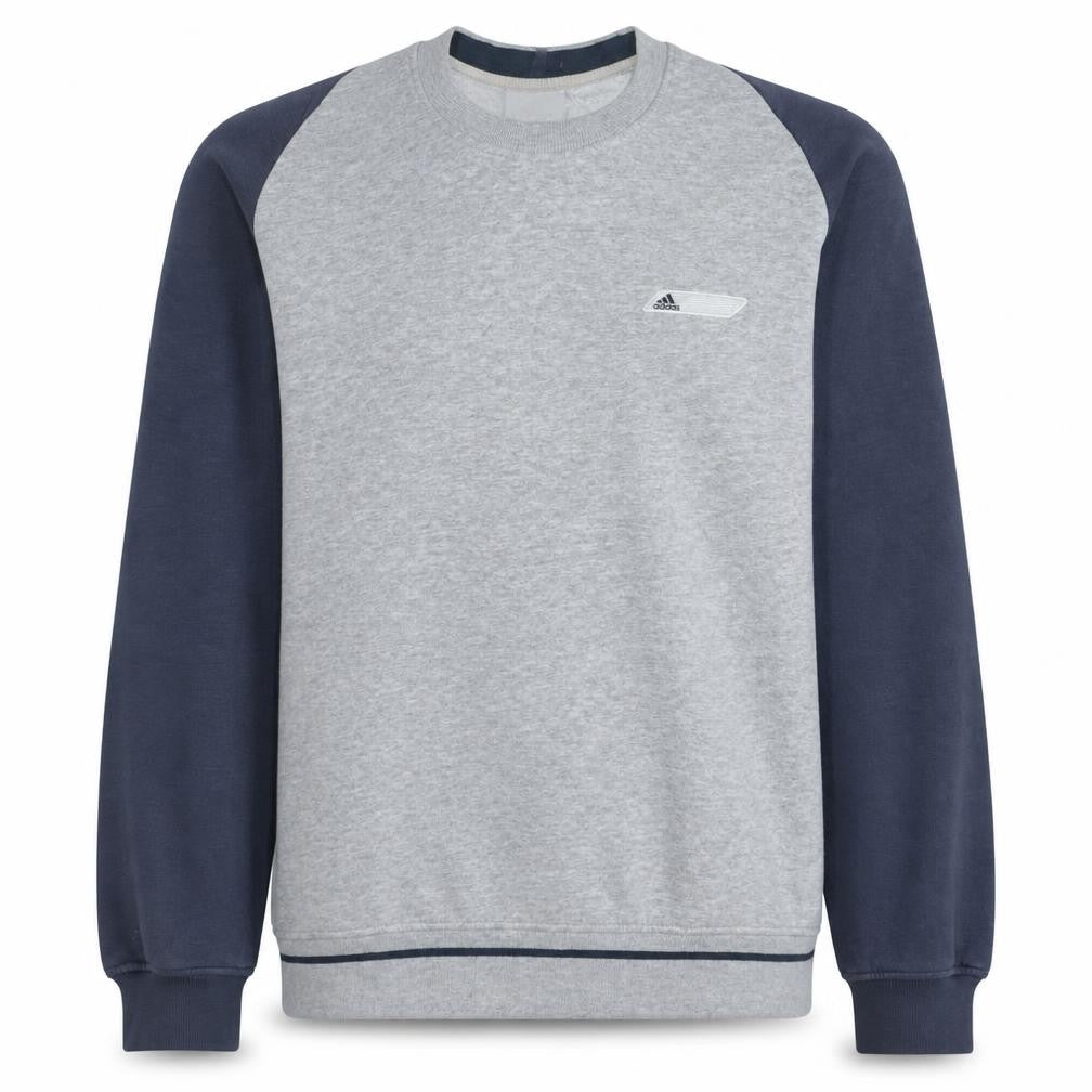 Adidas Men's Grey & Navy Crew Neck Sweatshirt Size M Classic Style