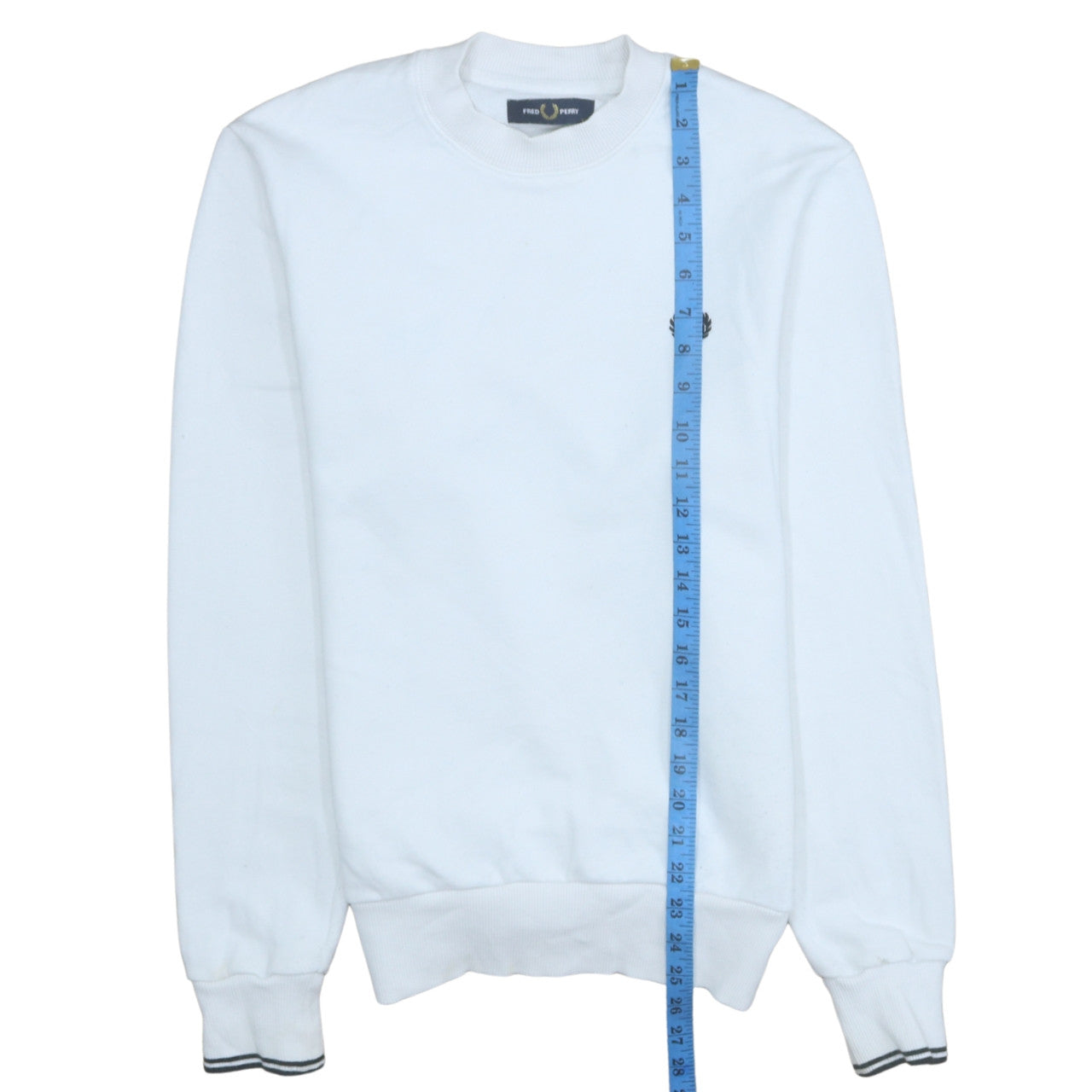 Fred Perry Men's White XS Crew Neck Logo Sweatshirt