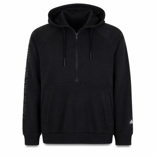 Adidas Mens Black L 1/2 Zip Hoodie Fleece Pullover Sweatshirt