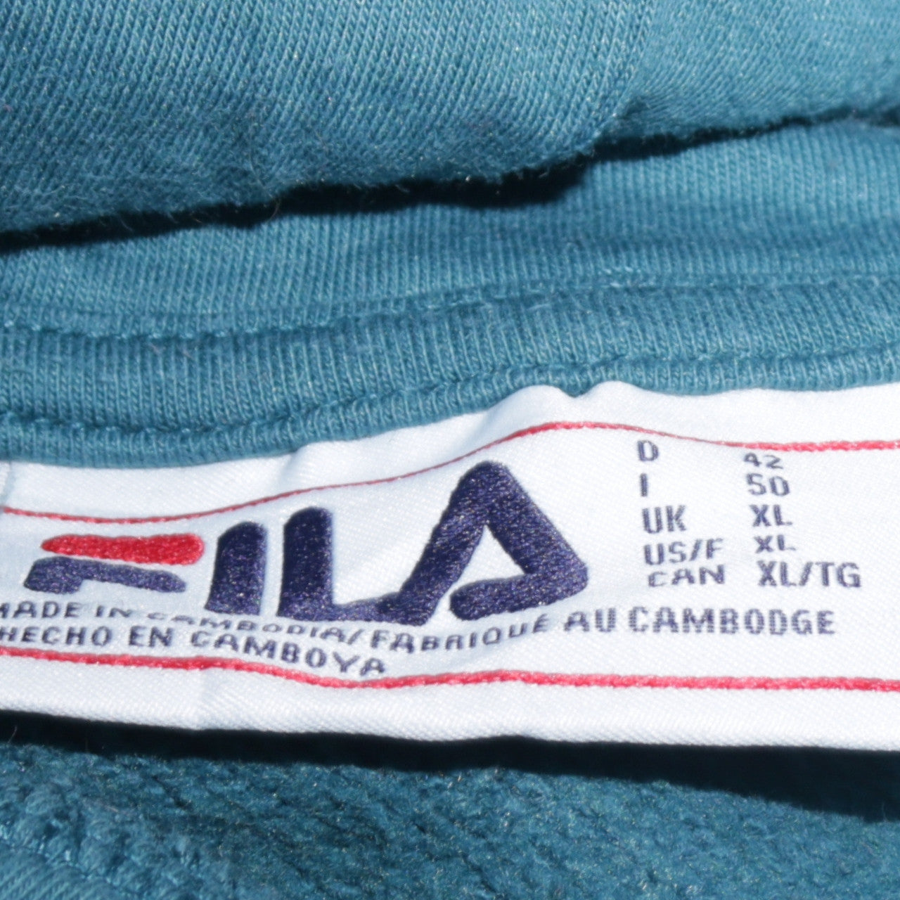 FILA Mens Blue Pullover Hoodie XL Cotton Blend Logo Sweatshirt