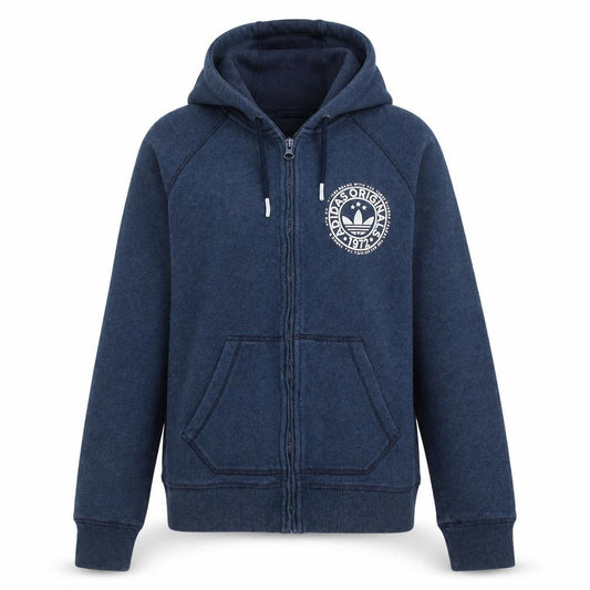 Adidas Originals Womens Blue Full Zip Hoodie Size 8 Classic Fit