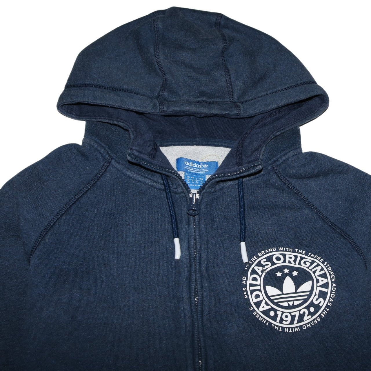 Adidas Originals Womens Blue Full Zip Hoodie Size 8 Classic Fit