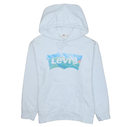 Additional front view of Levi's Women White Small Pullover Hoodie Graphic Print Drawstring