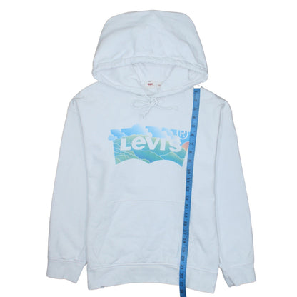 Close-up detail of Levi's Women White Small Pullover Hoodie Graphic Print Drawstring