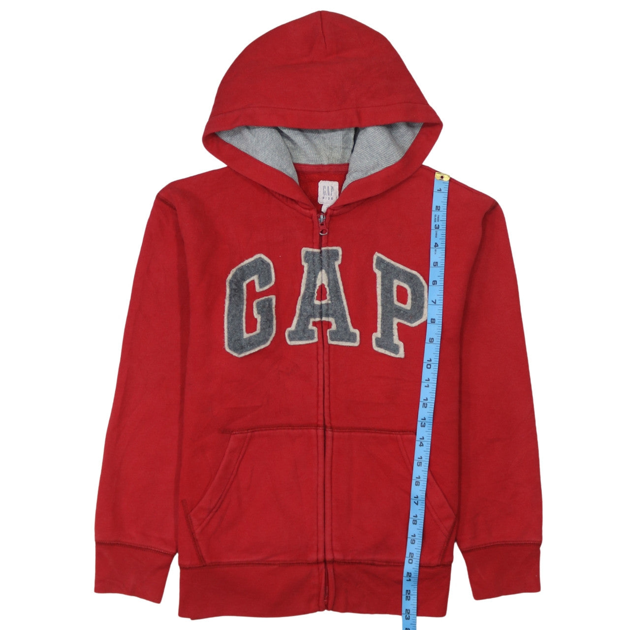 GAP Boys Red Full Zip Fleece Hoodie Size 12 Years with Logo Detail