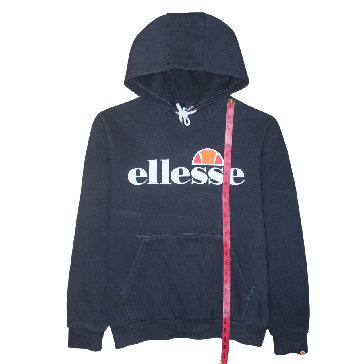 Ellesse Women's Black Hoodie UK 12 Pullover Cotton Blend Logo Hooded Sweatshirt