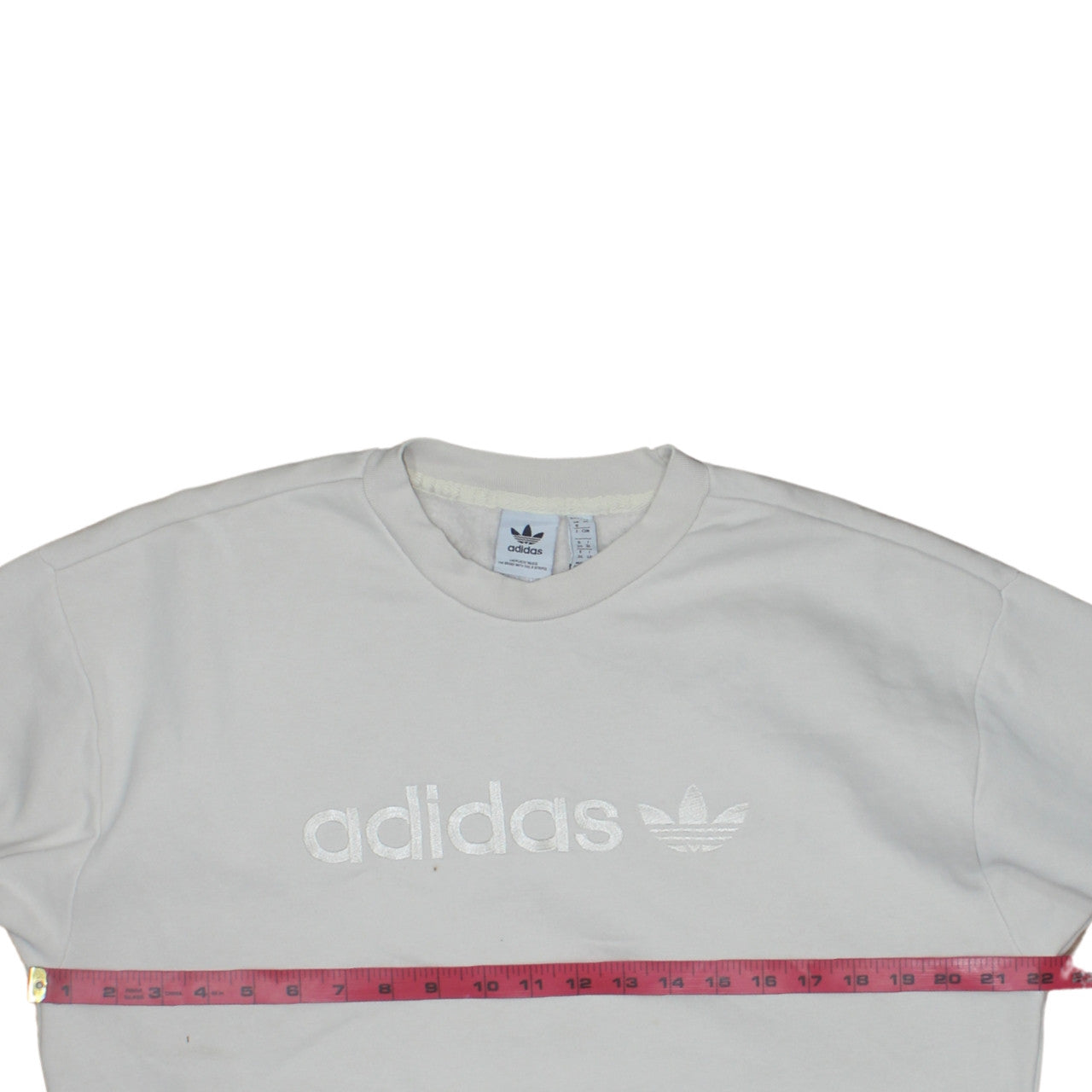Adidas Women White Pullover Sweatshirt UK 8 Logo Crew Neck