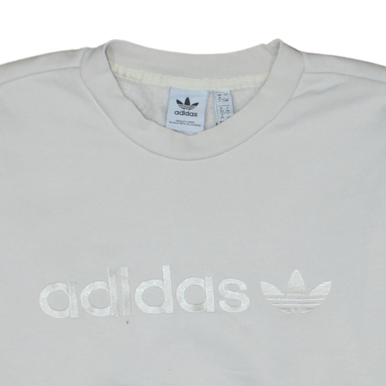 Adidas Women White Pullover Sweatshirt UK 8 Logo Crew Neck