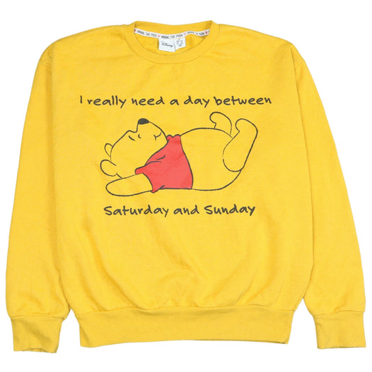 Disney Women Yellow Winnie the Pooh Pullover Sweatshirt XS