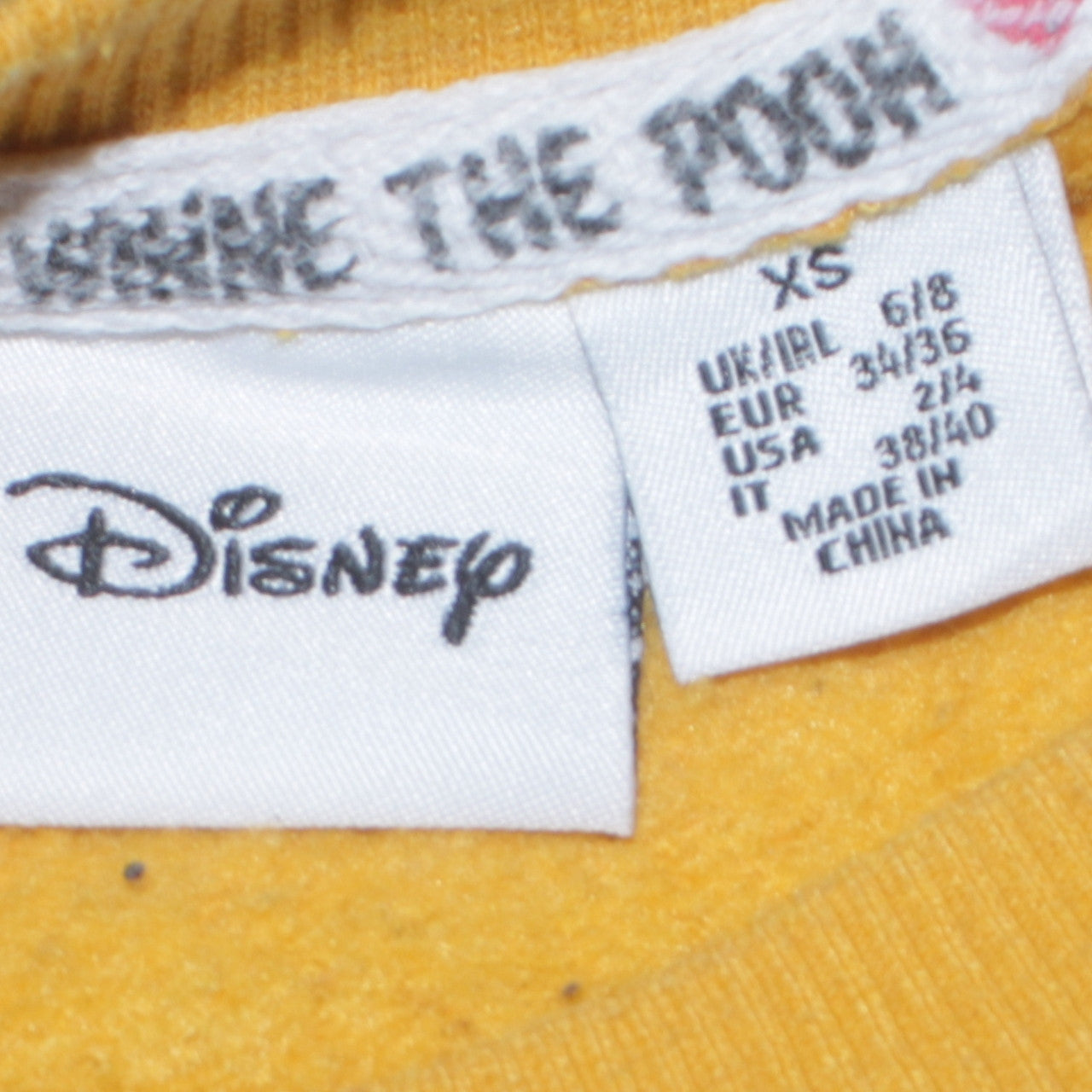 Disney Women Yellow Winnie the Pooh Pullover Sweatshirt XS