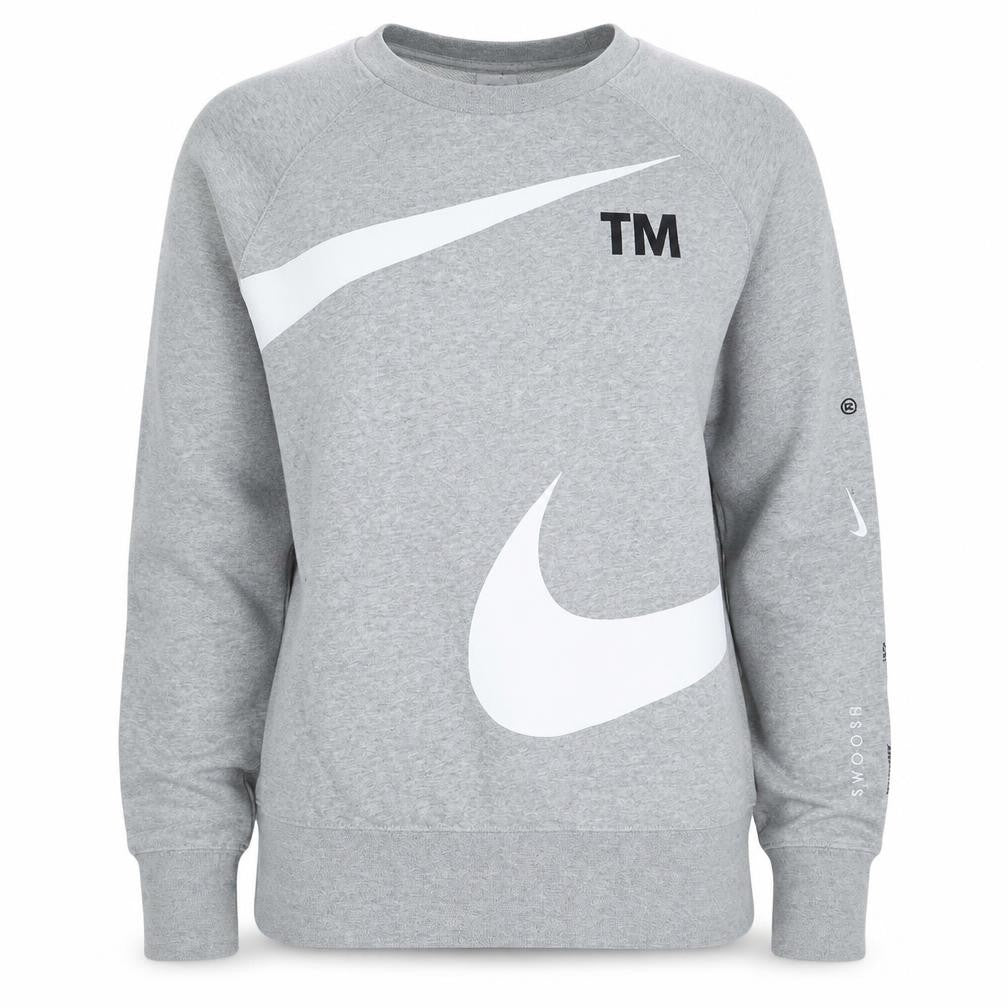 Nike Womens Grey Small Pullover Sweatshirt with Logo Print