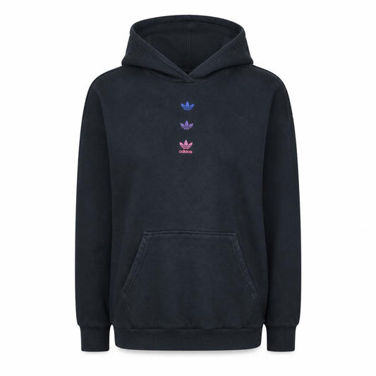 Adidas Womens Black Pullover Hoodie UK 8 Logo Print Cotton Blend