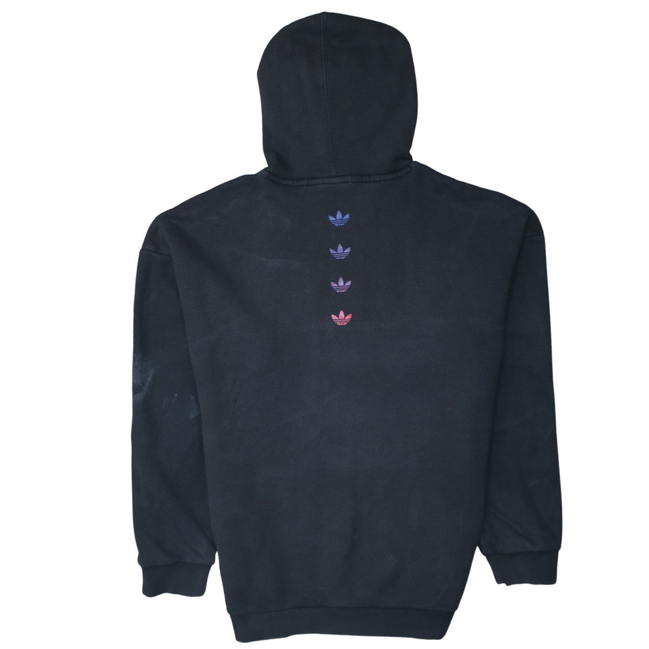 Adidas Womens Black Pullover Hoodie UK 8 Logo Print Cotton Blend